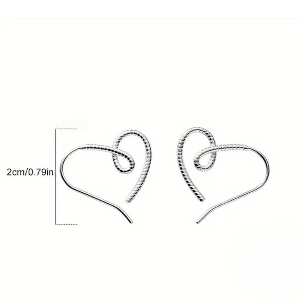 Sterling Silver Line Twist Heart Shaped Hook Earrings - Picture 3 of 3
